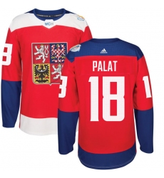Men's Adidas Team Czech Republic #18 Ondrej Palat Authentic Red Away 2016 World Cup of Hockey Jersey