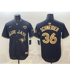 Men's Toronto Blue Jays #36 Davis Schneider Black Gold 2025 American League Champions Limited Stitched Baseball Jersey
