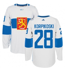 Men's Adidas Team Finland #28 Lauri Korpikoski Premier White Home 2016 World Cup of Hockey Jersey
