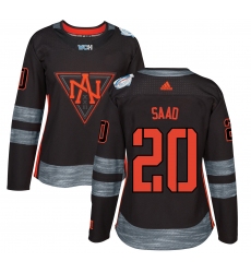 Women's Adidas Team North America #20 Brandon Saad Premier Black Away 2016 World Cup of Hockey Jersey