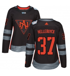 Women's Adidas Team North America #37 Connor Hellebuyck Premier Black Away 2016 World Cup of Hockey Jersey