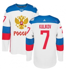 Men's Adidas Team Russia #7 Dmitri Kulikov Authentic White Home 2016 World Cup of Hockey Jersey