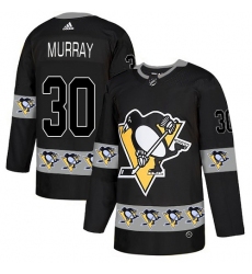 Men's Adidas Pittsburgh Penguins #30 Matt Murray Authentic Black Team Logo Fashion NHL Jersey
