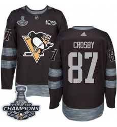 Men's Adidas Pittsburgh Penguins #87 Sidney Crosby Premier Black 1917-2017 100th Anniversary 2017 Stanley Cup Champions NHL Jersey