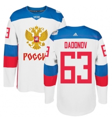 Men's Adidas Team Russia #63 Evgenii Dadonov Authentic White Home 2016 World Cup of Hockey Jersey