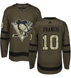 Youth Reebok Pittsburgh Penguins #10 Ron Francis Authentic Green Salute to Service NHL Jersey