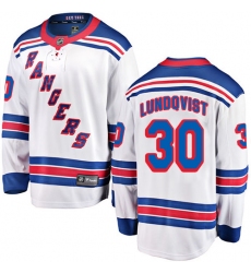 Men's New York Rangers #30 Henrik Lundqvist Fanatics Branded White Away Breakaway NHL Jersey
