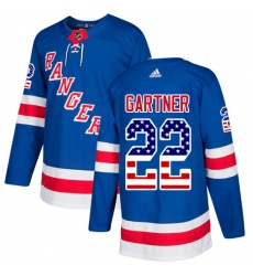 Men's Adidas New York Rangers #22 Mike Gartner Authentic Royal Blue USA Flag Fashion NHL Jersey