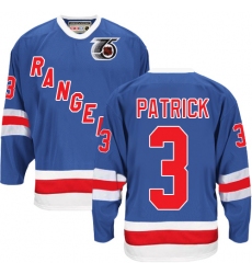 Men's CCM New York Rangers #3 James Patrick Premier Royal Blue 75TH Throwback NHL Jersey
