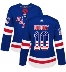Women's Adidas New York Rangers #10 Ron Duguay Authentic Royal Blue USA Flag Fashion NHL Jersey