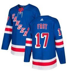 Youth Adidas New York Rangers #17 Jesper Fast Authentic Royal Blue Home NHL Jersey