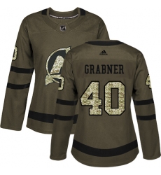 Women's Adidas New Jersey Devils #40 Michael Grabner Authentic Green Salute to Service NHL Jersey