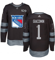 Men's Adidas New York Rangers #1 Eddie Giacomin Premier Black 1917-2017 100th Anniversary NHL Jersey