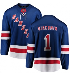 Men's New York Rangers #1 Eddie Giacomin Fanatics Branded Royal Blue Home Breakaway NHL Jersey