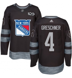 Men's Adidas New York Rangers #4 Ron Greschner Premier Black 1917-2017 100th Anniversary NHL Jersey