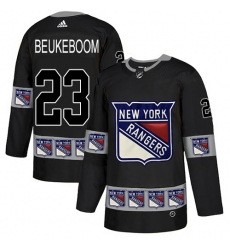 Men's Adidas New York Rangers #23 Jeff Beukeboom Authentic Black Team Logo Fashion NHL Jersey