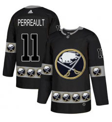 Men's Adidas Buffalo Sabres #11 Gilbert Perreault Authentic Black Team Logo Fashion NHL Jersey