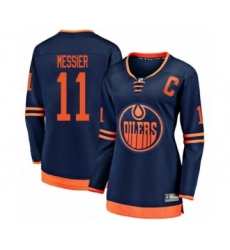 Women's Edmonton Oilers #11 Mark Messier Authentic Navy Blue Alternate Fanatics Branded Breakaway Hockey Jersey