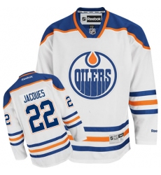 Men's Reebok Edmonton Oilers #22 Jean-Francois Jacques Authentic White Away NHL Jersey