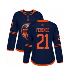 Women's Edmonton Oilers #21 Andrew Ference Authentic Navy Blue Alternate Hockey Jersey