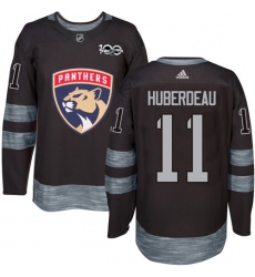 Men's Adidas Florida Panthers #11 Jonathan Huberdeau Premier Black 1917-2017 100th Anniversary NHL Jersey