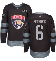 Men's Adidas Florida Panthers #6 Alex Petrovic Authentic Black 1917-2017 100th Anniversary NHL Jersey