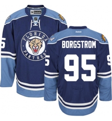 Men's Reebok Florida Panthers #95 Henrik Borgstrom Premier Navy Blue Third NHL Jersey