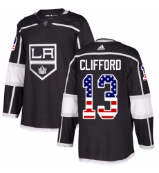 Youth Adidas Los Angeles Kings #13 Kyle Clifford Authentic Black USA Flag Fashion NHL Jersey