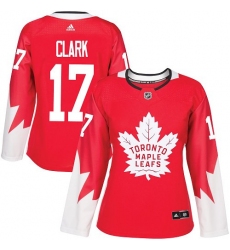 Women's Adidas Toronto Maple Leafs #17 Wendel Clark Authentic Red Alternate NHL Jersey