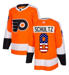 Men's Adidas Philadelphia Flyers #8 Dave Schultz Authentic Orange USA Flag Fashion NHL Jersey