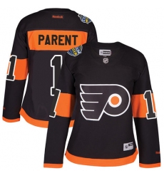 Women's Reebok Philadelphia Flyers #1 Bernie Parent Authentic Black 2017 Stadium Series NHL Jersey