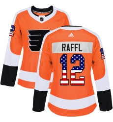 Women's Adidas Philadelphia Flyers #12 Michael Raffl Authentic Orange USA Flag Fashion NHL Jersey