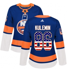 Women's Adidas New York Islanders #86 Nikolay Kulemin Authentic Royal Blue USA Flag Fashion NHL Jersey