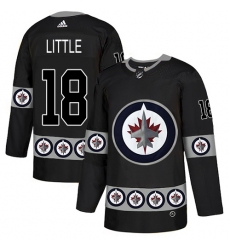 Men's Adidas Winnipeg Jets #18 Bryan Little Authentic Black Team Logo Fashion NHL Jersey