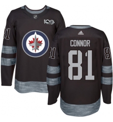 Men's Adidas Winnipeg Jets #81 Kyle Connor Authentic Black 1917-2017 100th Anniversary NHL Jersey