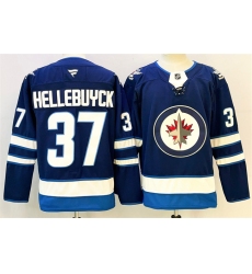 Men's Winnipeg Jets #37 Connor Hellebuyck Connor Hellebuyck Navy 2024-25 Home Stitched Hockey Jersey