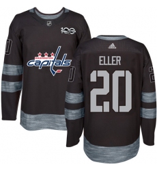Men's Adidas Washington Capitals #20 Lars Eller Authentic Black 1917-2017 100th Anniversary NHL Jersey