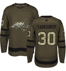 Youth Adidas Washington Capitals #30 Ilya Samsonov Authentic Green Salute to Service NHL Jersey