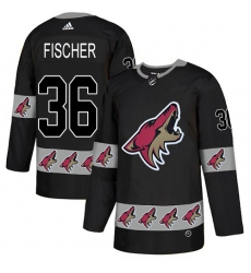 Men's Adidas Arizona Coyotes #36 Christian Fischer Authentic Black Team Logo Fashion NHL Jersey