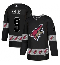 Men's Adidas Arizona Coyotes #9 Clayton Keller Authentic Black Team Logo Fashion NHL Jersey