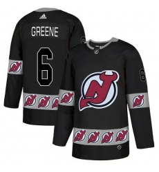 Men's Adidas New Jersey Devils #6 Andy Greene Authentic Black Team Logo Fashion NHL Jersey