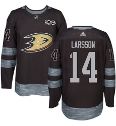 Men's Adidas Anaheim Ducks #14 Jacob Larsson Authentic Black 1917-2017 100th Anniversary NHL Jersey