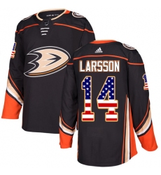 Youth Adidas Anaheim Ducks #14 Jacob Larsson Authentic Black USA Flag Fashion NHL Jersey