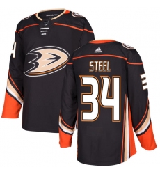 Men's Adidas Anaheim Ducks #34 Sam Steel Authentic Black Home NHL Jersey