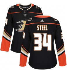 Women's Adidas Anaheim Ducks #34 Sam Steel Premier Black Home NHL Jersey
