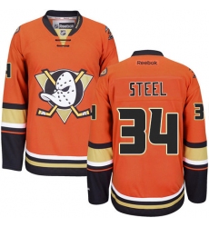 Women's Reebok Anaheim Ducks #34 Sam Steel Authentic Orange Third NHL Jersey