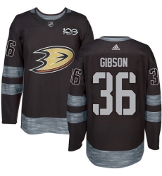 Men's Adidas Anaheim Ducks #36 John Gibson Premier Black 1917-2017 100th Anniversary NHL Jersey