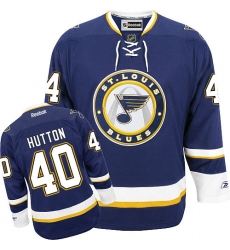 Women's Reebok St. Louis Blues #40 Carter Hutton Authentic Navy Blue Third NHL Jersey