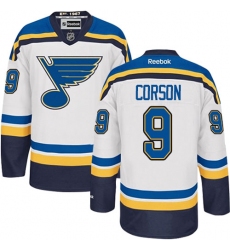 Women's Reebok St. Louis Blues #9 Shayne Corson Authentic White Away NHL Jersey