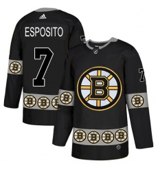 Men's Adidas Boston Bruins #7 Phil Esposito Authentic Black Team Logo Fashion NHL Jersey